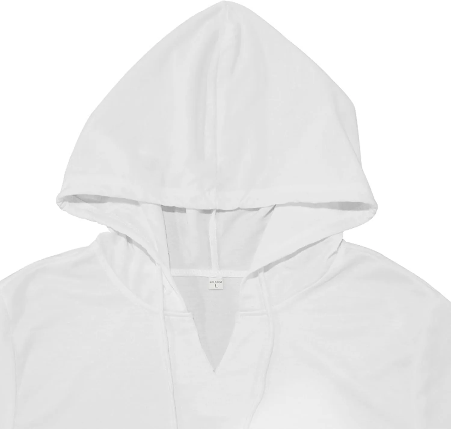 Short Sleeve Hoodies for Men Cotton Blend Summer Lightweight Hooded T-Shirt V Neck Pullover with Kangaroo Pocket