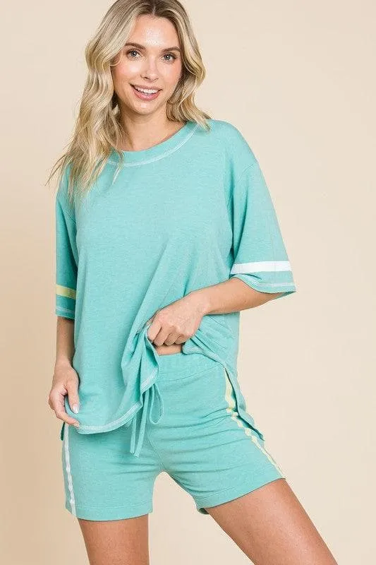 Side Stripe and Back Pocket French Terry Short