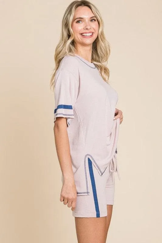 Side Stripe and Back Pocket French Terry Short