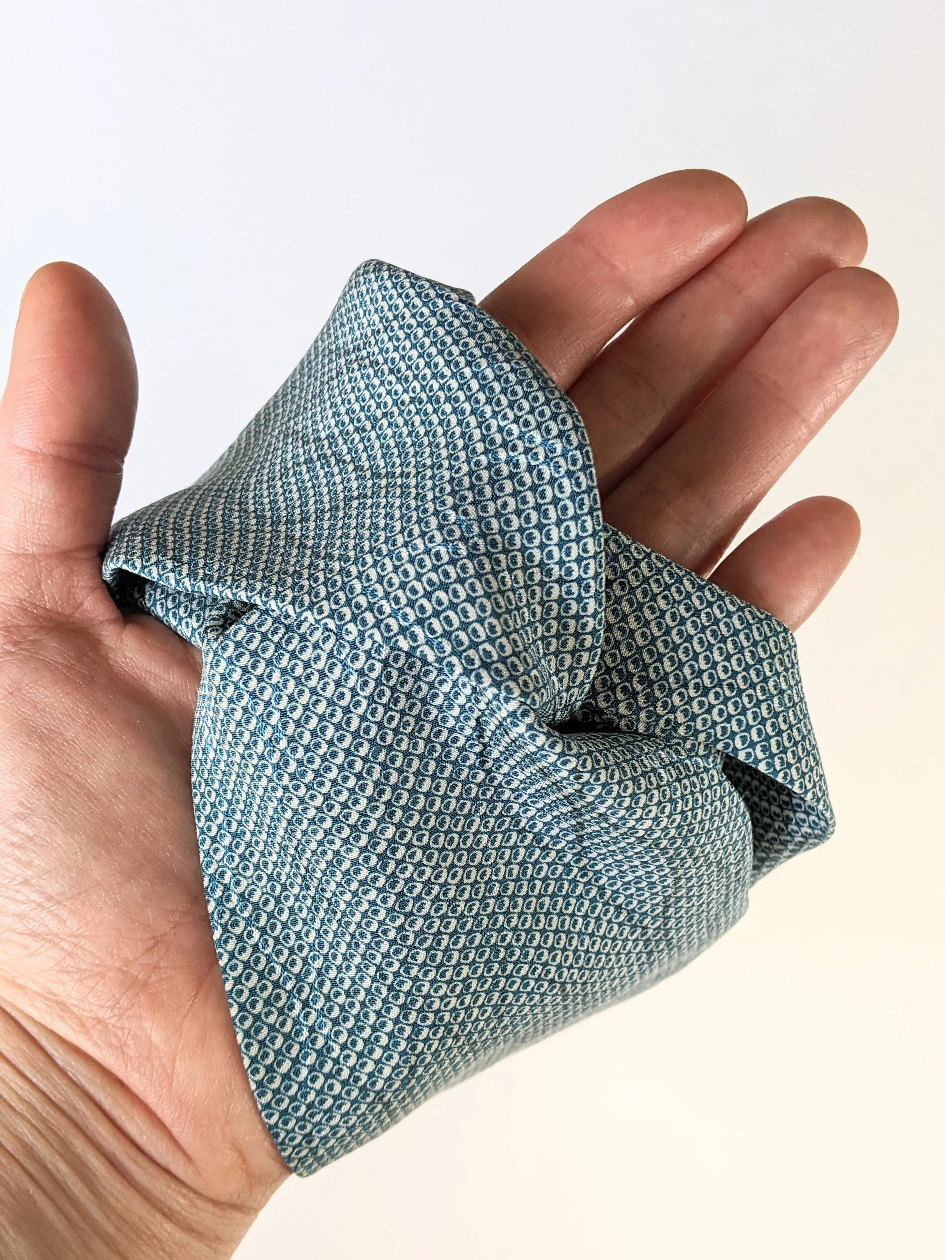 Silk Turban Headband - Light Blue and Dark Green Mesh Patterns