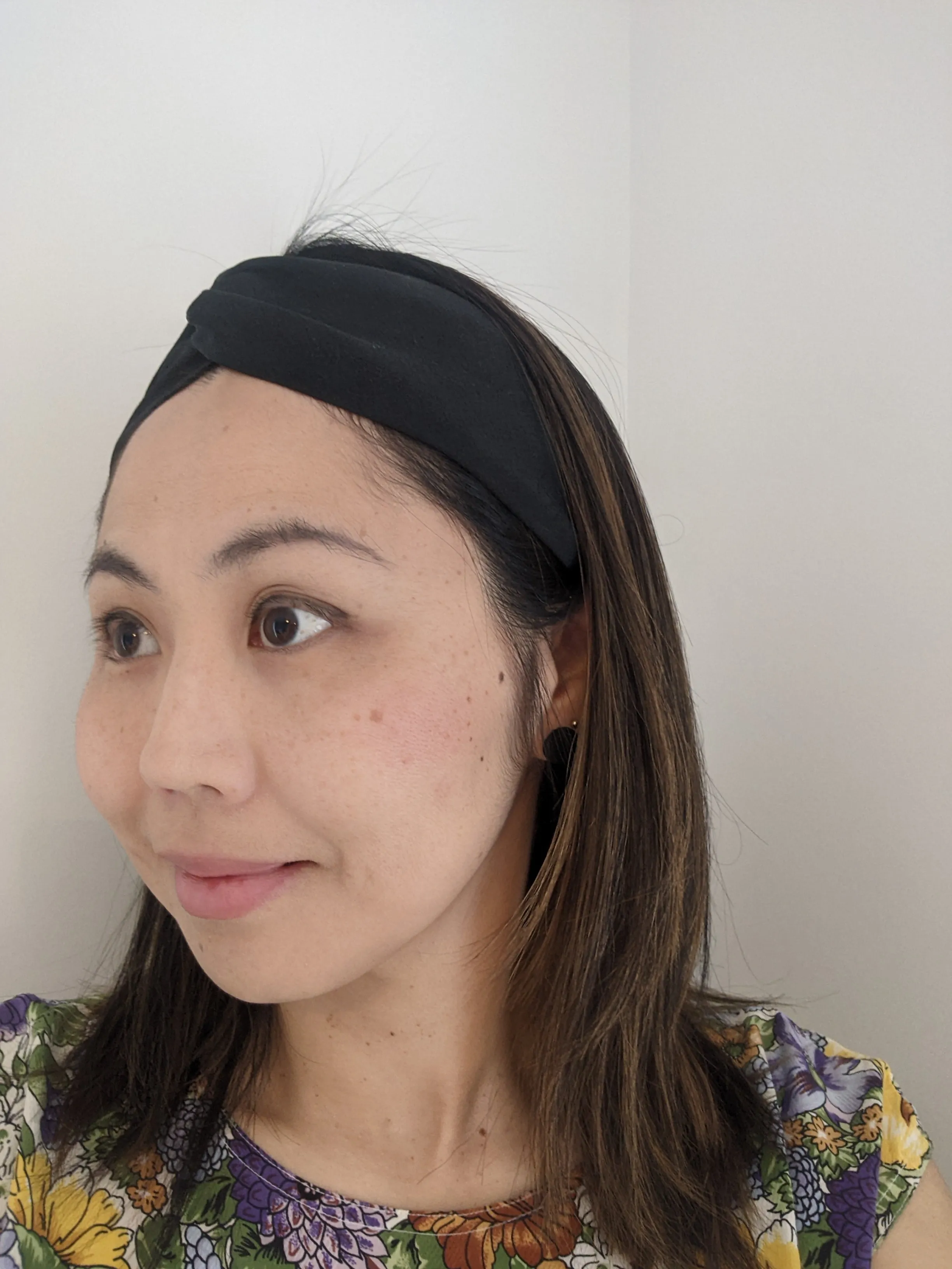 Silk Turban Headband - Light Blue and Dark Green Mesh Patterns
