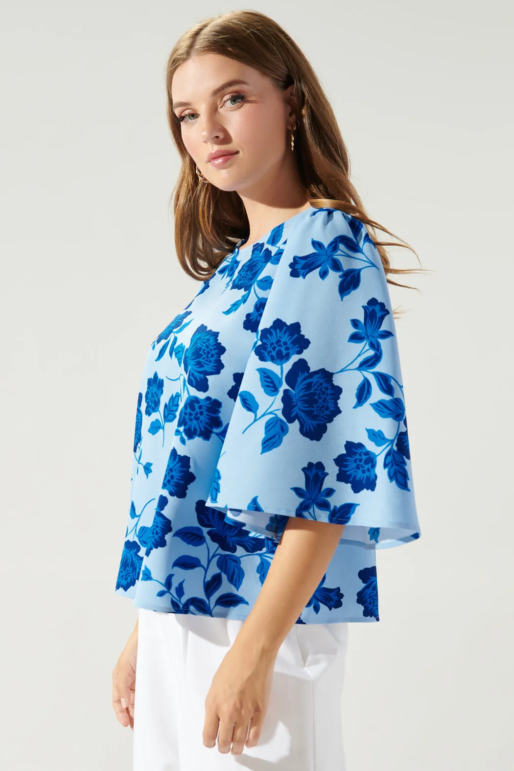 Skyline Floral Lital Flutter Sleeve Top
