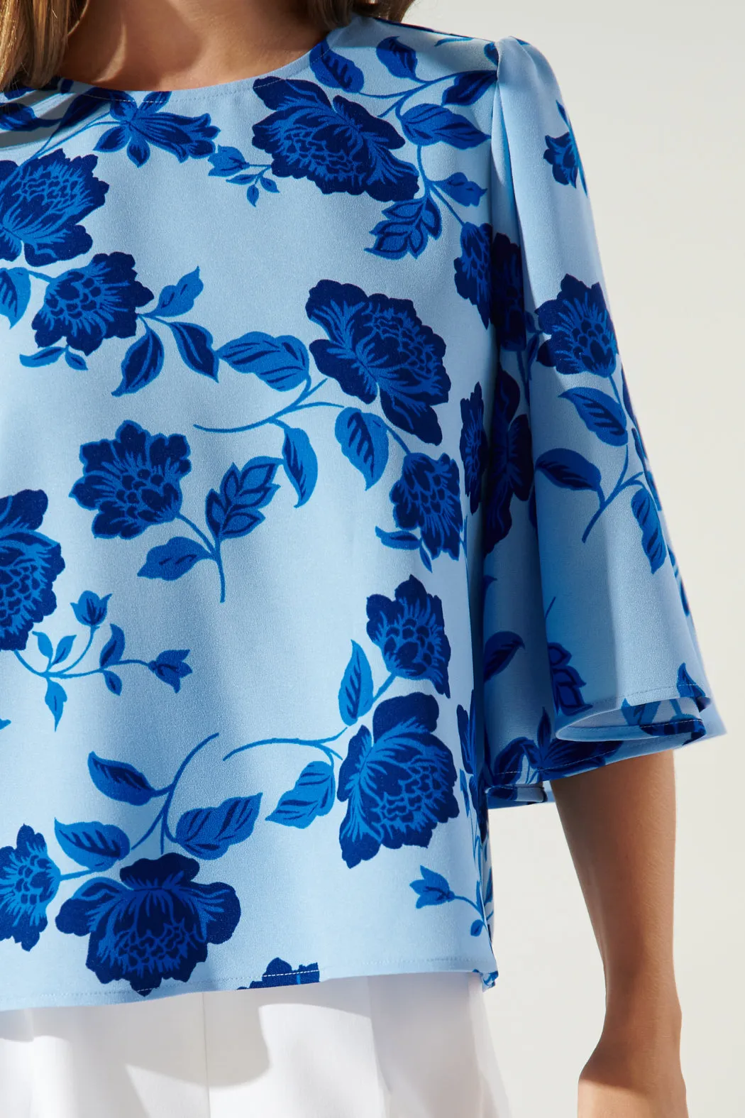 Skyline Floral Lital Flutter Sleeve Top