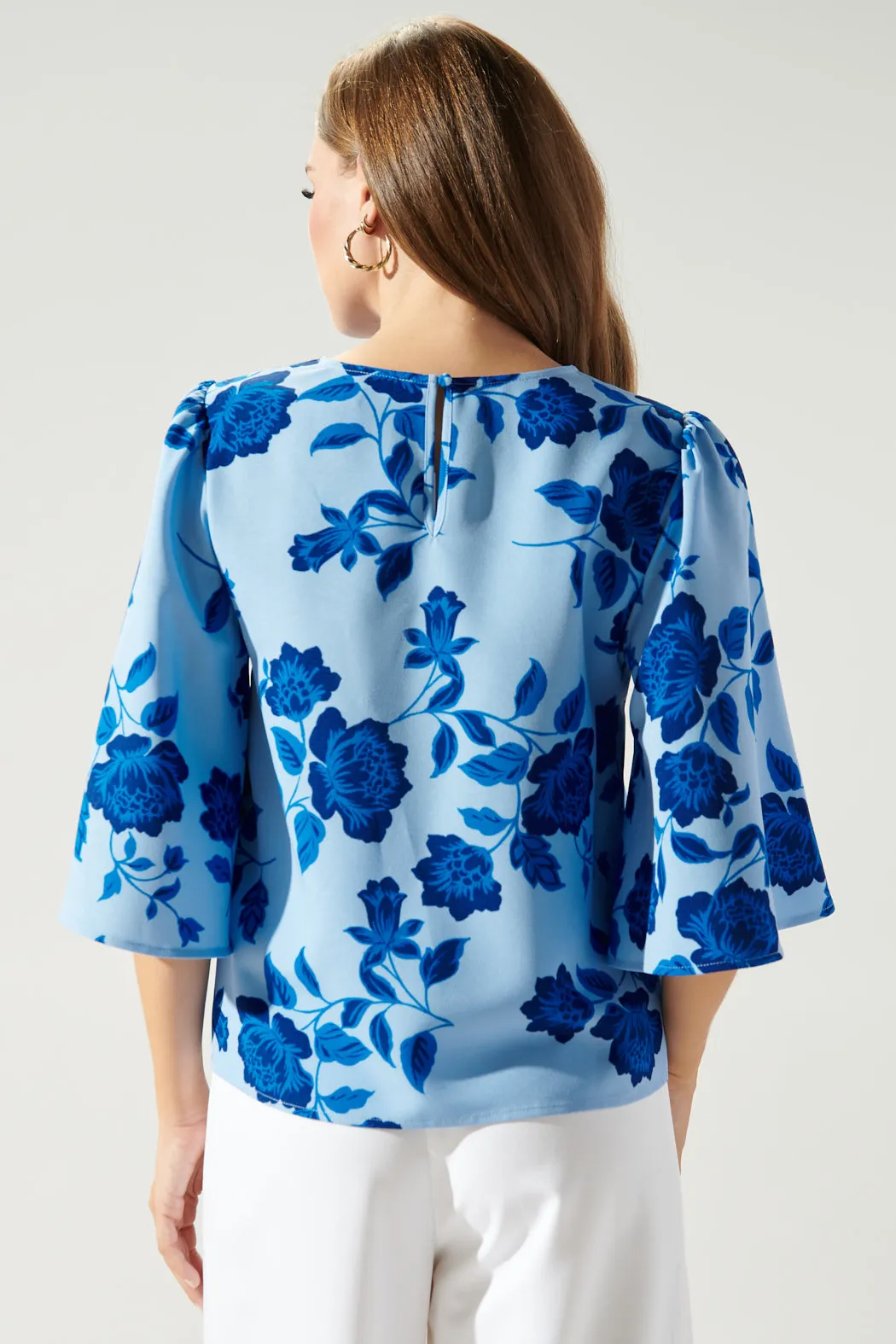 Skyline Floral Lital Flutter Sleeve Top
