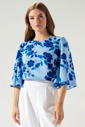 Skyline Floral Lital Flutter Sleeve Top