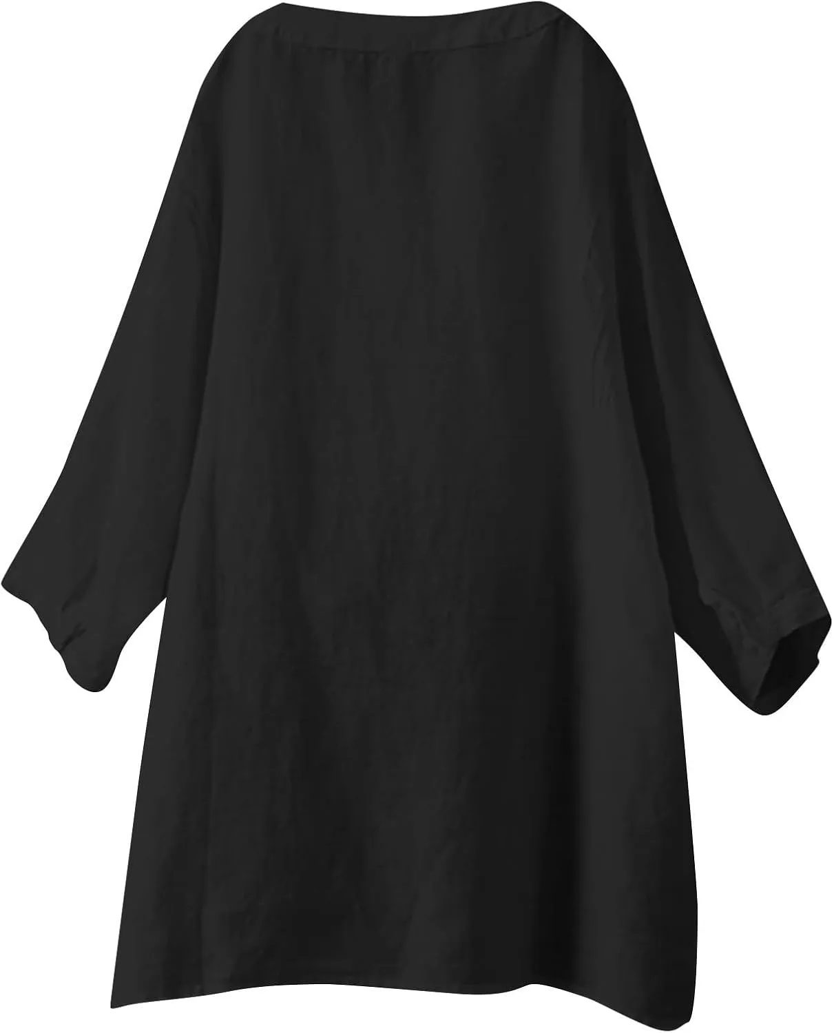 Spring Tops for Women Linen Shirt Stand Up Oversized Long Sleeve Roll Up Solid Color 1/4 Button Down Fashion Soft Top