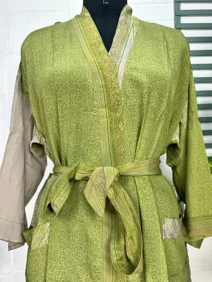 Vintage Crepe Silk Kimono Soft Comfy Robe Lightweight Luxury Loungewear  | Perfect Gift For Her