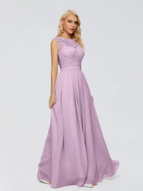 Wisteria Colored Bridesmaid Dresses Melody Elegant Bateau Chiffon Bridesmaid Dresses