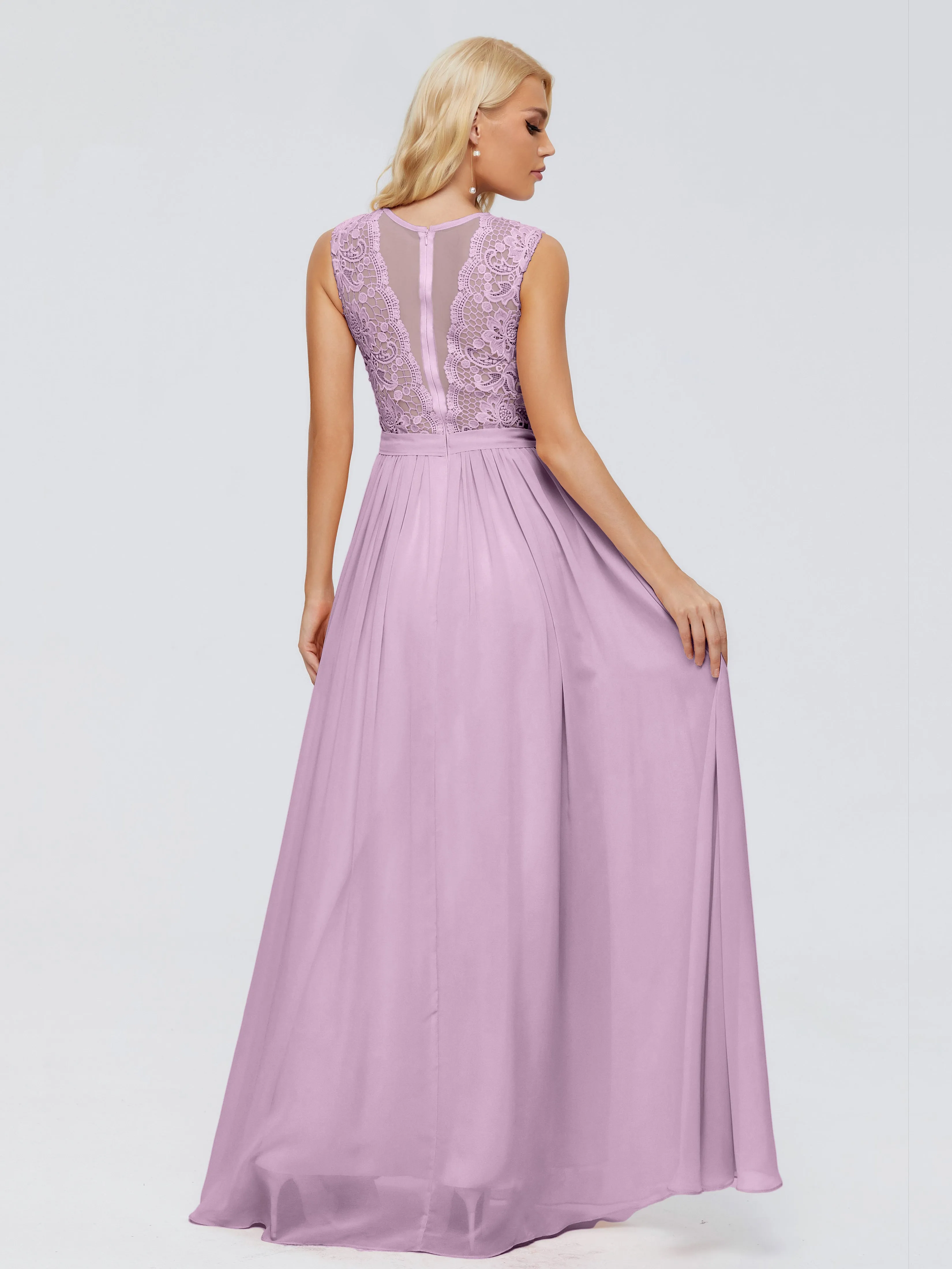 Wisteria Colored Bridesmaid Dresses Melody Elegant Bateau Chiffon Bridesmaid Dresses