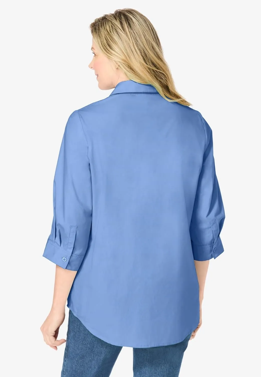 Woman Within Women's Plus Size Perfect Three Quarter Sleeve Shirt