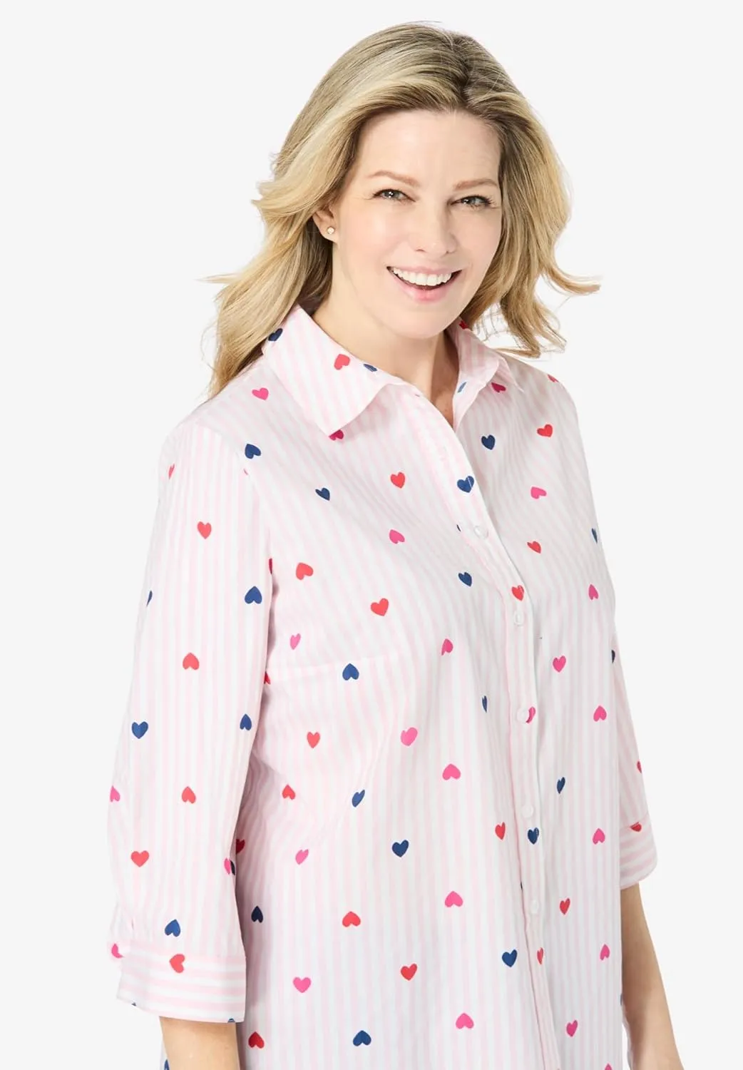 Woman Within Women's Plus Size Perfect Three Quarter Sleeve Shirt