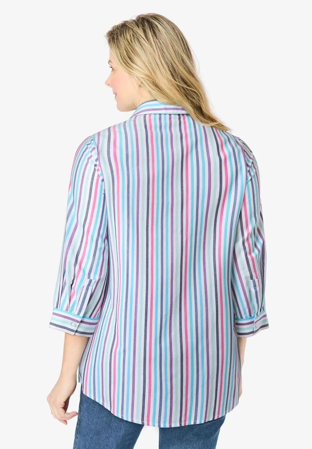 Woman Within Women's Plus Size Perfect Three Quarter Sleeve Shirt