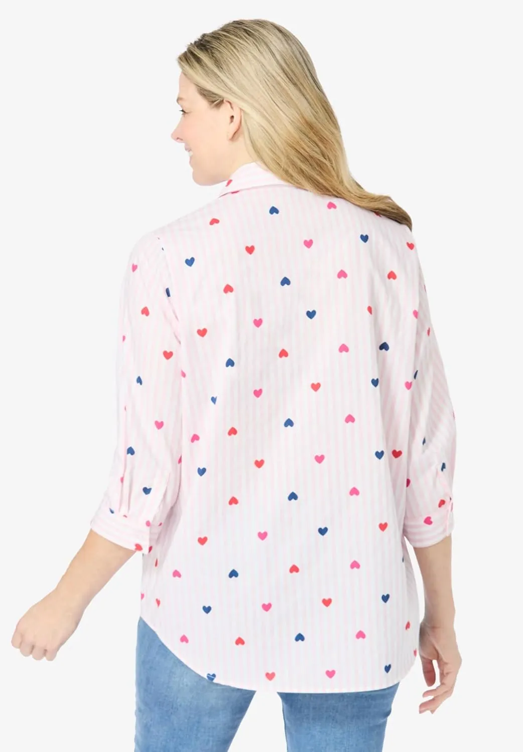 Woman Within Women's Plus Size Perfect Three Quarter Sleeve Shirt
