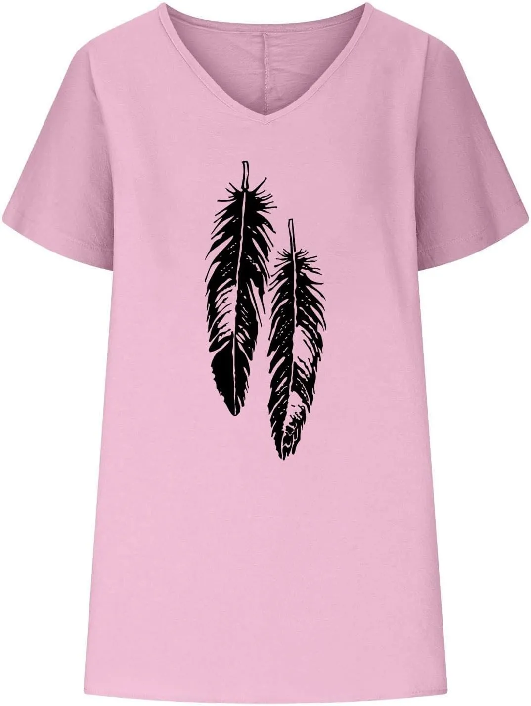 Women Casual Tops Cotton Linen Short Sleeve Shirts Floral Summer V Neck Tees Loose Comfy Cute Blouses Sexy Lightweight Soft