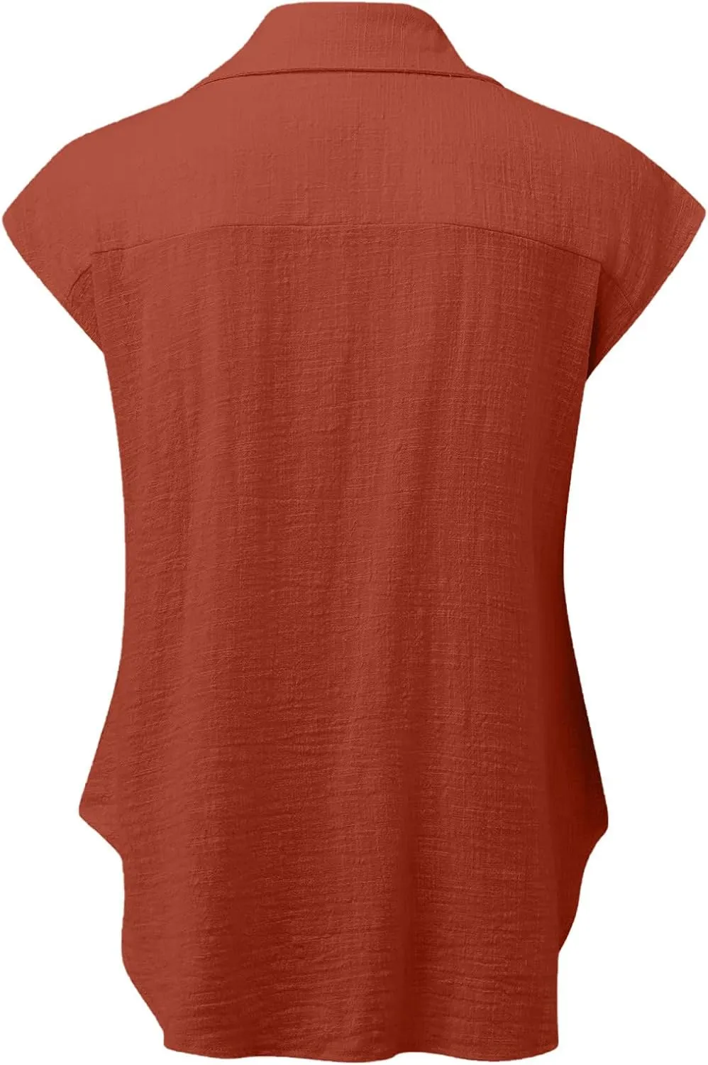 Womens Shirts Cap Sleeve Cotton Linen Fashion Button Up Blouses Top Solid Color Loose Soft Business Work 2025 T-Shirt