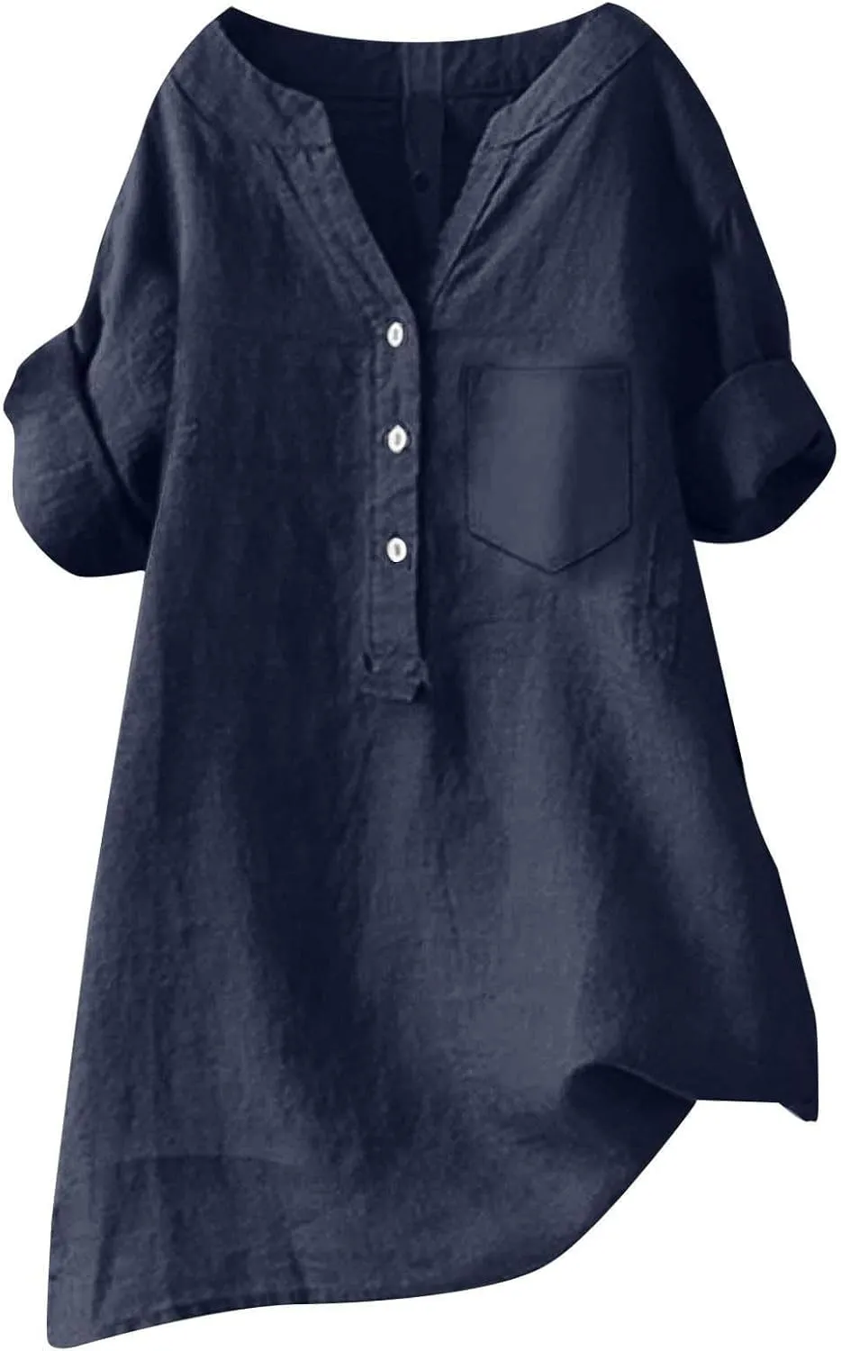 Women's Short Sleeve Cotton Linen Shirts Casual V Neck Soft T Shirts Floral Loose Fit Summer Tshirts