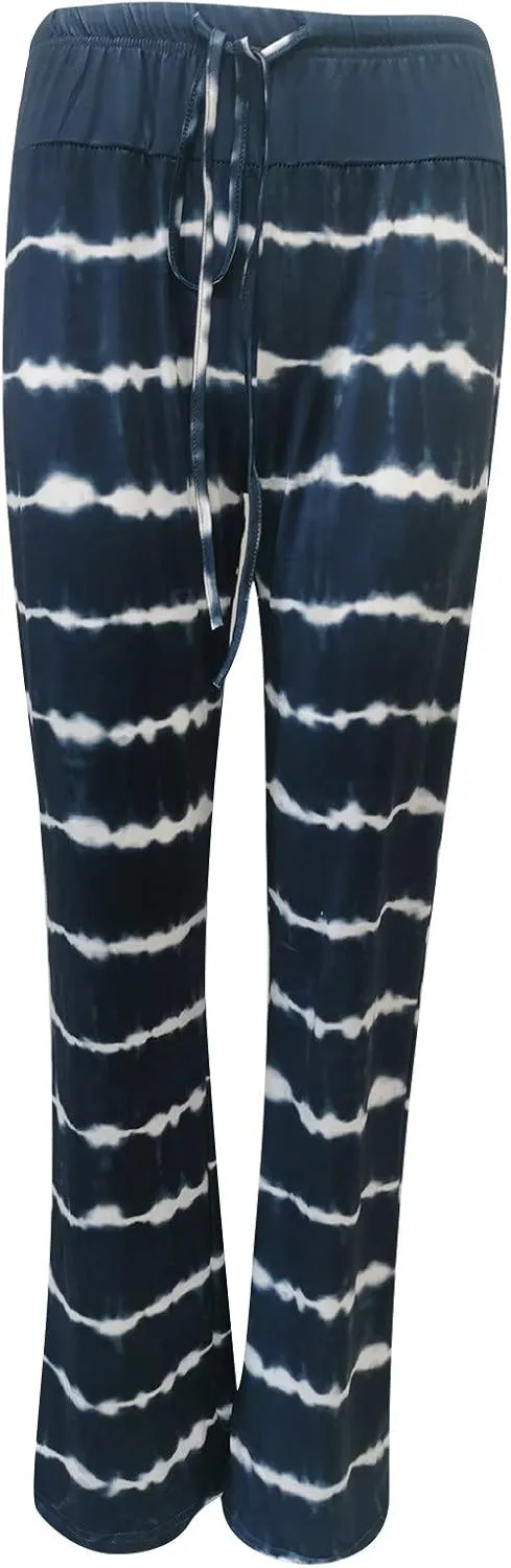 Women's Straight Loose Yoga Pants Wide Leg Drawstring Trousers Plus Size Printed Workout Pants Summer Beach Pants