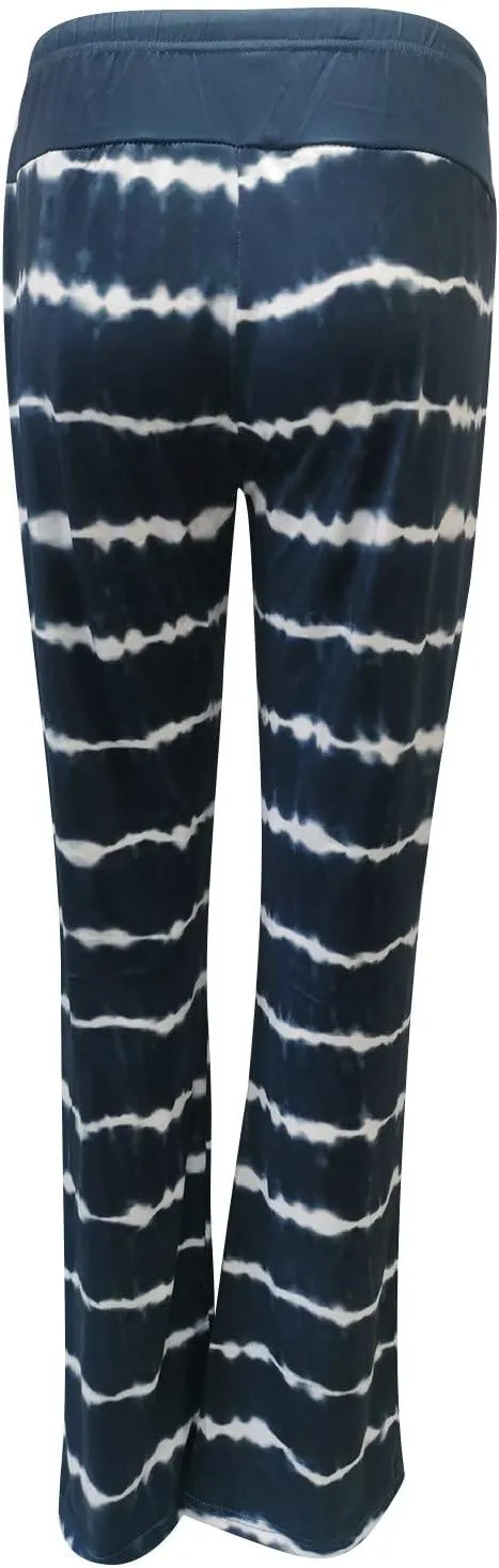 Women's Straight Loose Yoga Pants Wide Leg Drawstring Trousers Plus Size Printed Workout Pants Summer Beach Pants