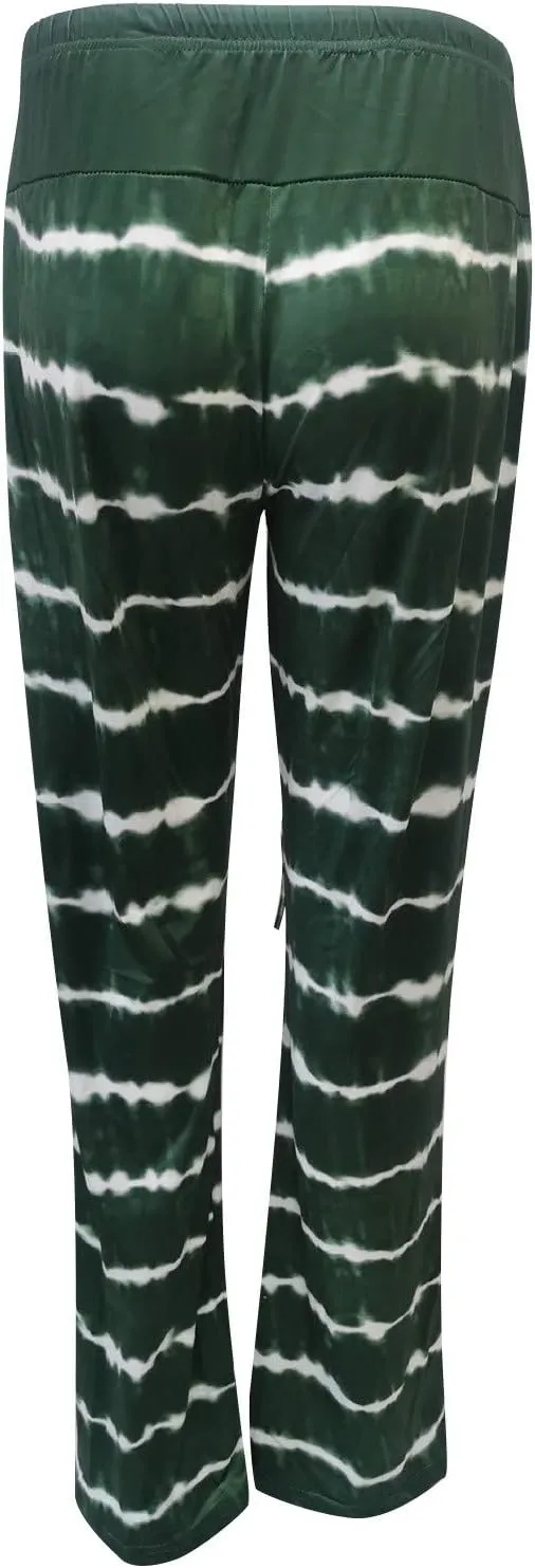 Women's Straight Loose Yoga Pants Wide Leg Drawstring Trousers Plus Size Printed Workout Pants Summer Beach Pants