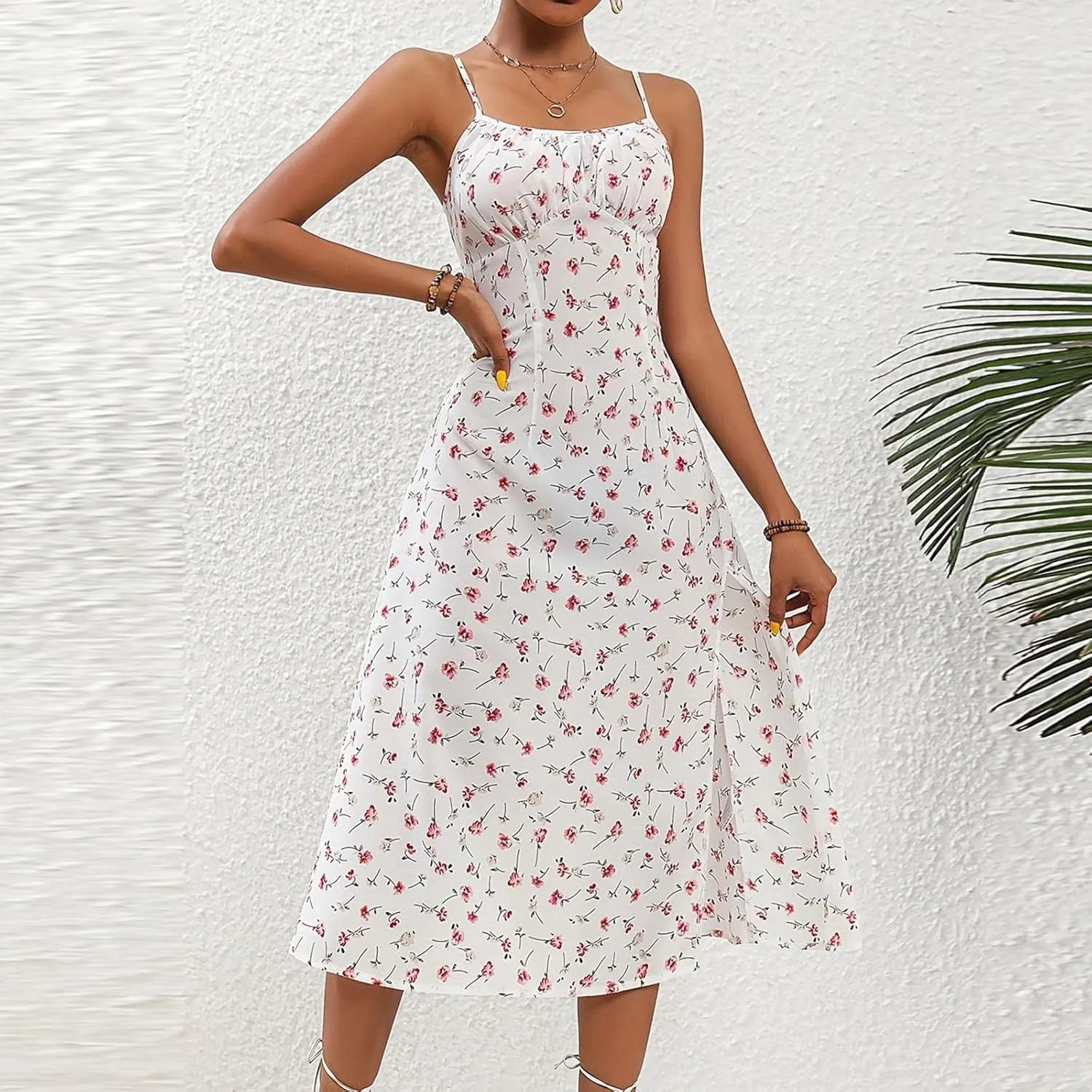 Womens Summer Bodycon Maxi Tube Dress Ribbed Strapless Side Slit Long Going Out Casual Elegant Party Dresses