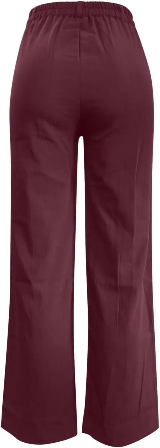Womens Wide Leg Pants High Waisted Loose Ankle Length Trousers Casual Straight Baggy Summer Pants for Women with