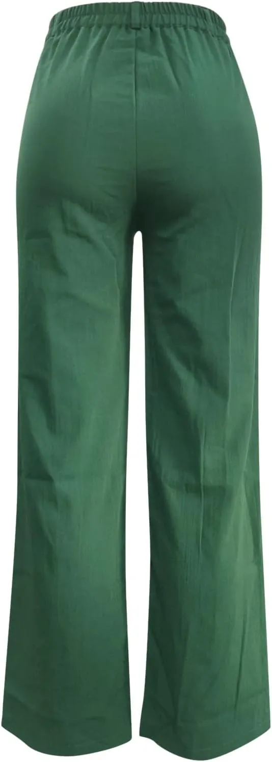 Womens Wide Leg Pants High Waisted Loose Ankle Length Trousers Casual Straight Baggy Summer Pants for Women with